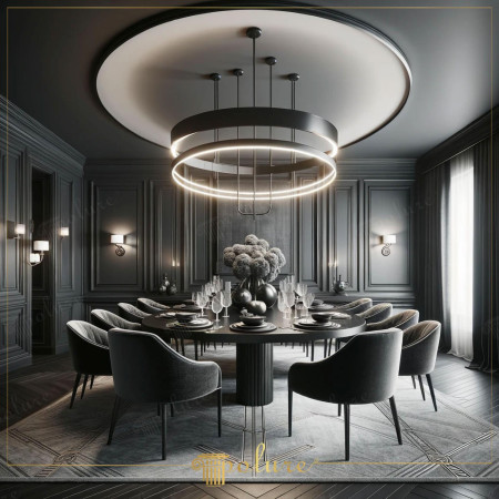 Modernismo Scuro: Sala da Pranzo Drammatica con Modanature Antracite