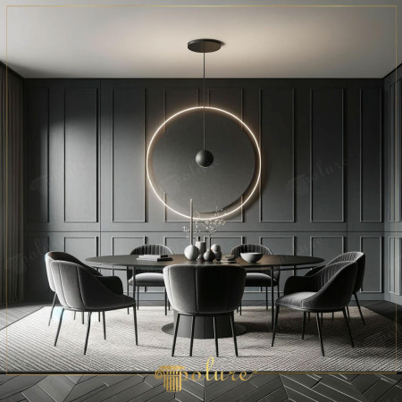 Sala da Pranzo Moderna con Pannelli Parete Polure Effetto Carboncino