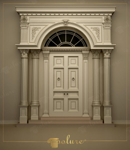 Ingresso Neoclassico Maestoso: Combinazione di Corone e Colonne Polure