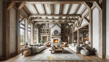 Applicazione di Travi a Soffitto in Poliuretano Effetto Legno Rustico