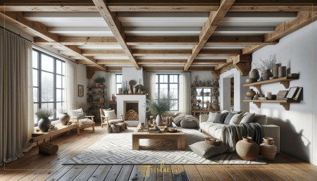 Travi in Poliuretano per Salotti Rustici ed Estetica Modern Country