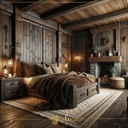 Camera da Letto con Travi in Poliuretano Stile Chalet Rustico