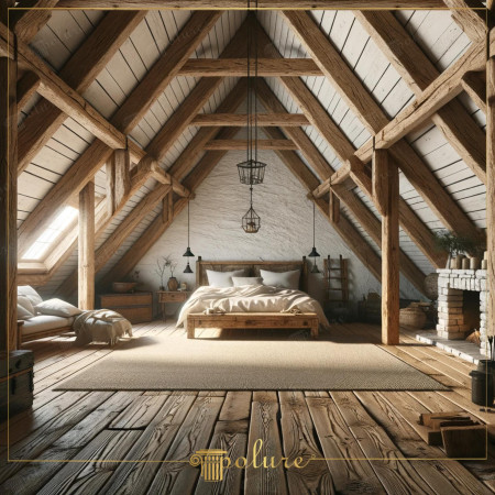 Decorazione Camera Mansardata con Travi a Soffitto Rustiche