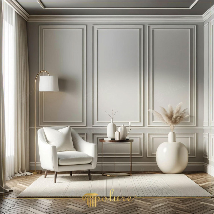 Arte della Boiserie in Poliuretano in Toni Grigio Neoclassico