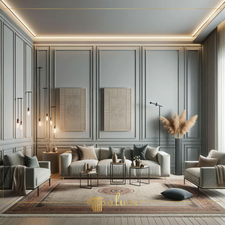 Design Sofisticato per Soggiorno con Pannelli Parete Neoclassici