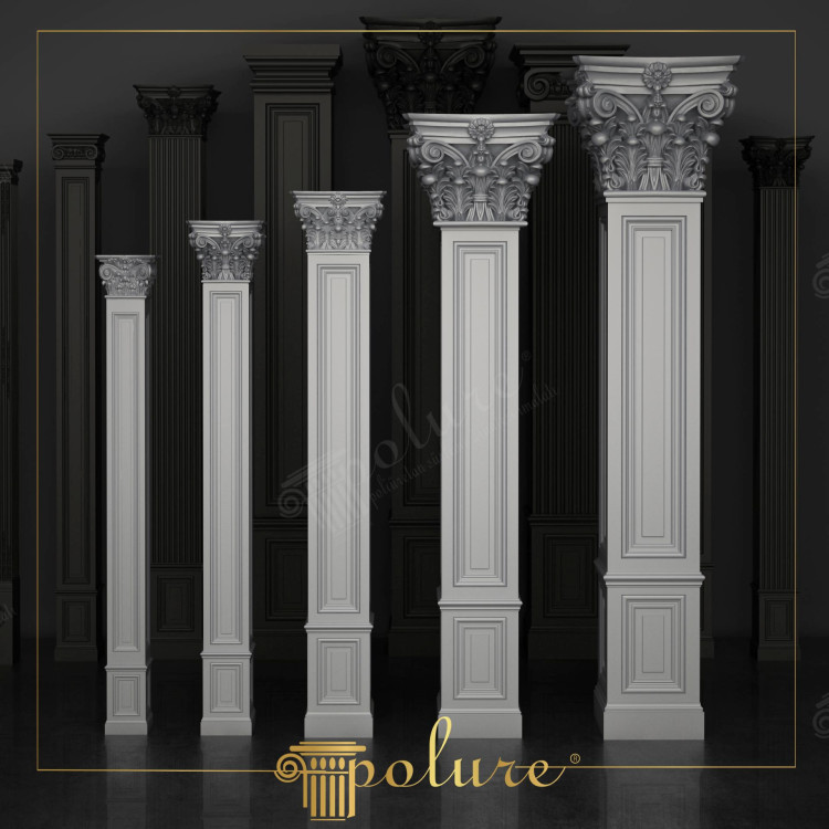 Collezione Pilastri Decorativi in Poliuretano con Capitelli Corinzi
