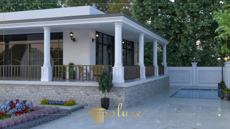 Design del Portico con Colonne Bianche ed Estetica Moderna