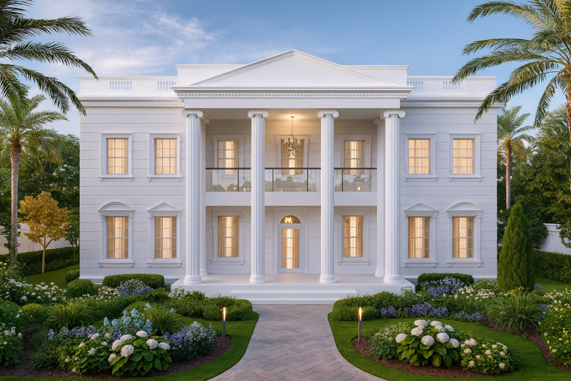 İon Başlıklı Sütunlarla Zenginleşen Neoklasik Villa Cephesi