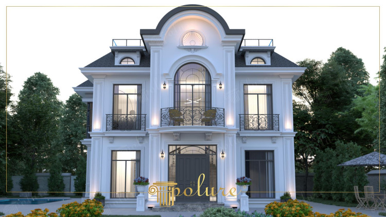 Stately Neoclassical Villa Exterior with Polure Polyurethane