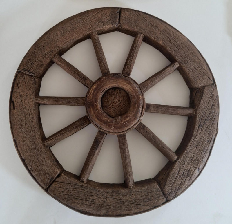 Wood-Textured Polyurethane Decorative Wheel Model
