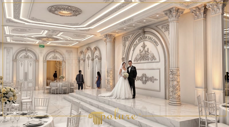 Classical Wedding Venue Wall Decoration with Polyurethane Columns