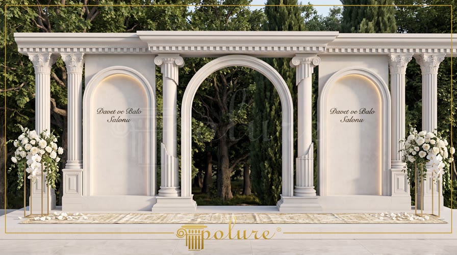 Decorazione Classica per Facciate con Colonne in Poliuretano