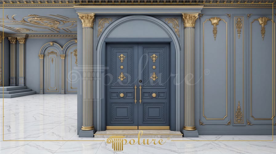 Decorazione Classica per Porte e Pareti con Lesene in Poliuretano