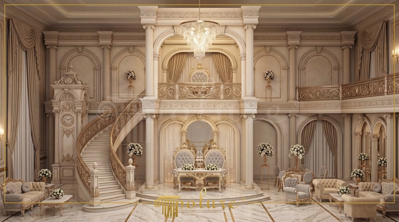 Classic Wedding Hall Interior Decoration with Polyurethane