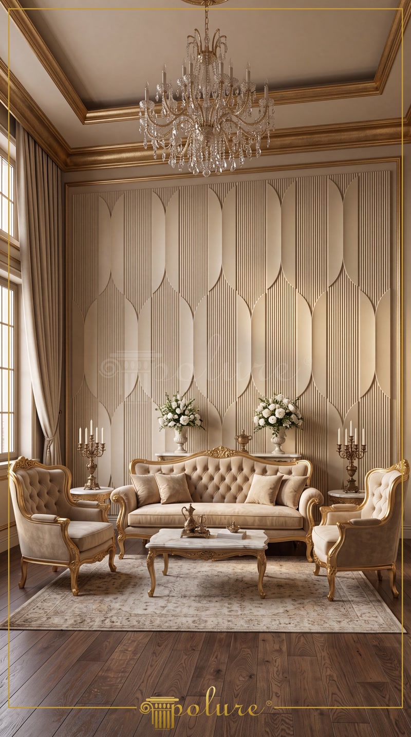 Classic Living Room Design with Polyurethane Wall Panels