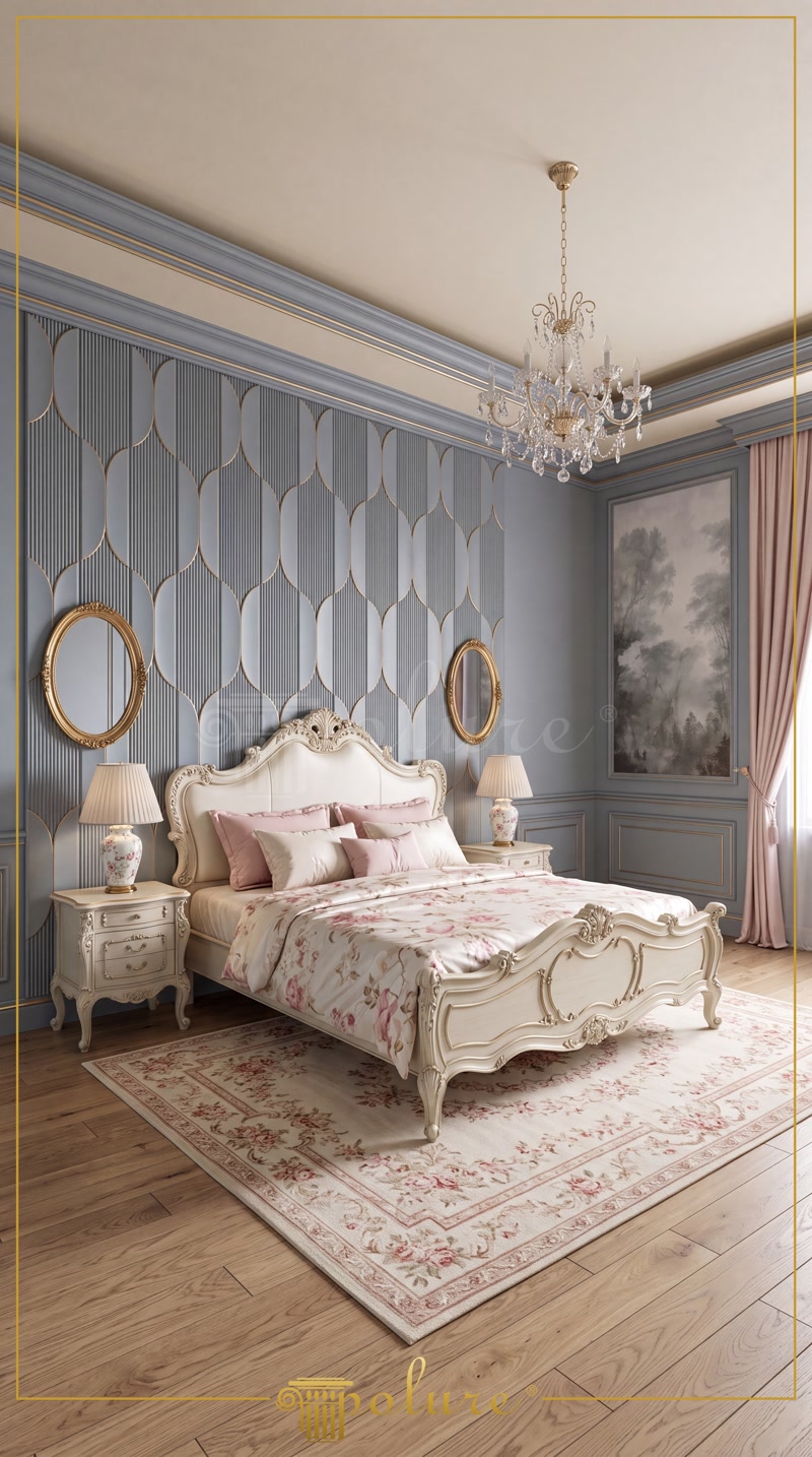 Decorazione Camera da Letto Classica con Pannelli Parete in Poliuretano