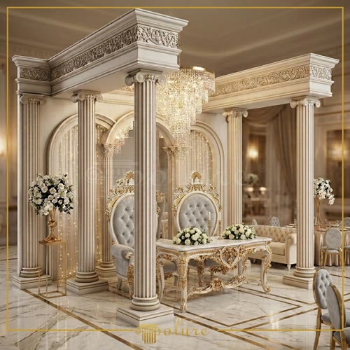 Sala Matrimoni con Colonne e Modanature in Poliuretano Classico