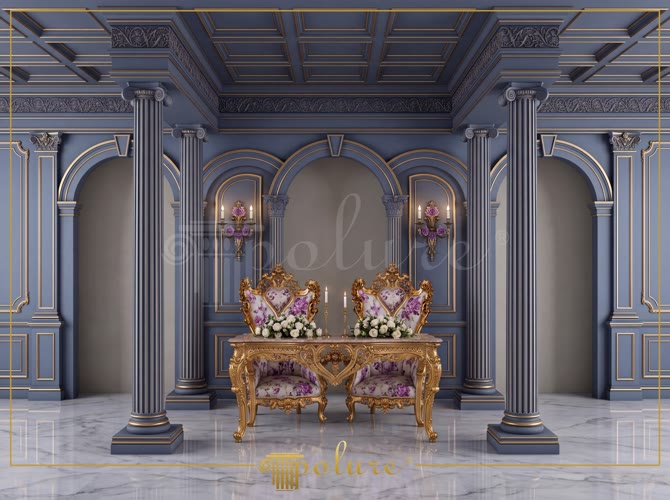 Decorazione Parete Classica con Colonne e Archi in Poliuretano