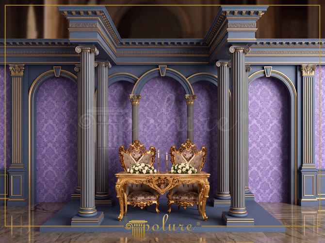Decorazione per Palco di Sala Ricevimenti con Colonne e Archi in Poliuretano