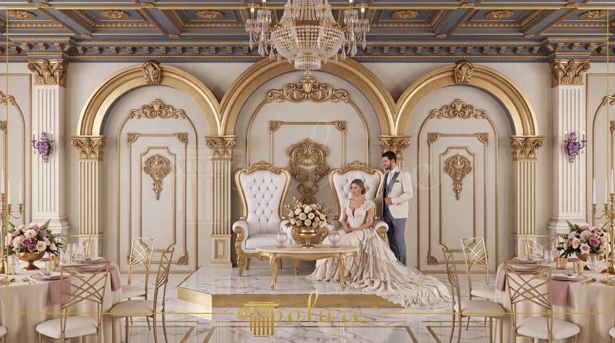 Design Classico di Pareti e Archi per Sale Matrimoni in Poliuretano