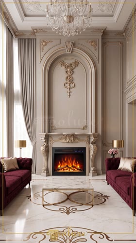 Decorazione di Pareti e Caminetti in Poliuretano per Saloni Classici