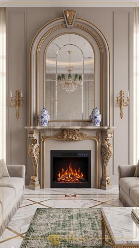 Decorazione Classica del Soggiorno con Modanature e Ornamenti in Poliuretano