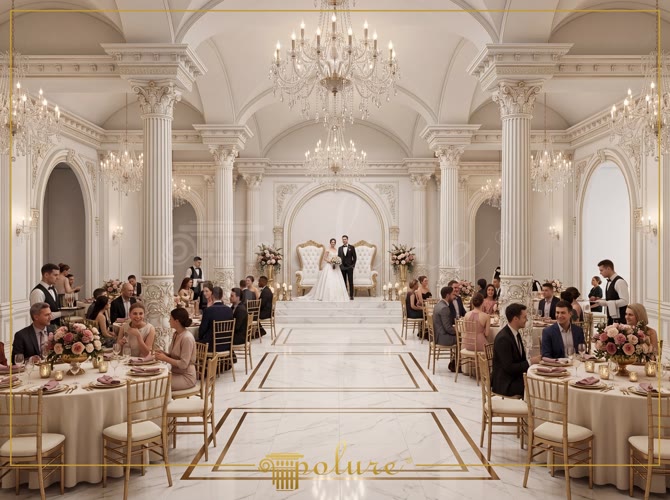 Decorazione d'Interni Classica per Sala Matrimoni con Dettagli in Poliuretano