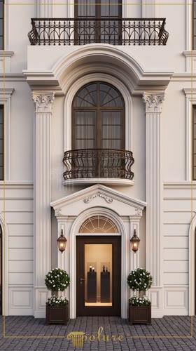 Neo-Classical Entrance Design with Polyurethane Columns and Surrounds