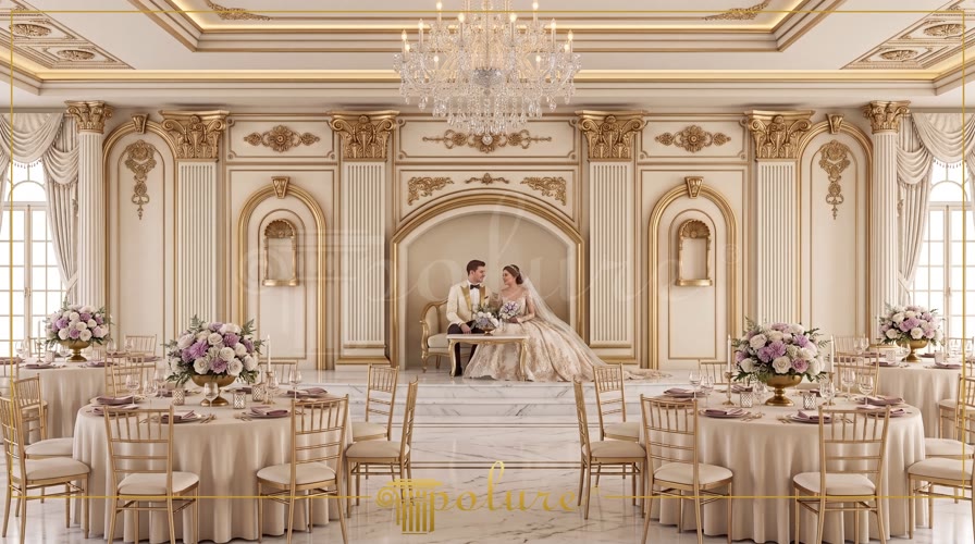 Polyurethane Columns and Wall Panels for Wedding Hall Decor