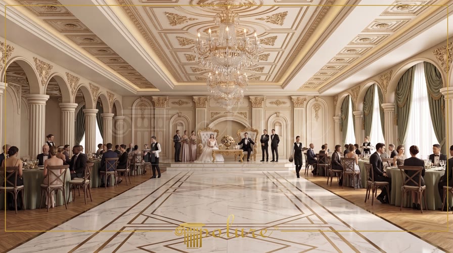 Elegant Polyurethane Design Details for a Grand Wedding Hall