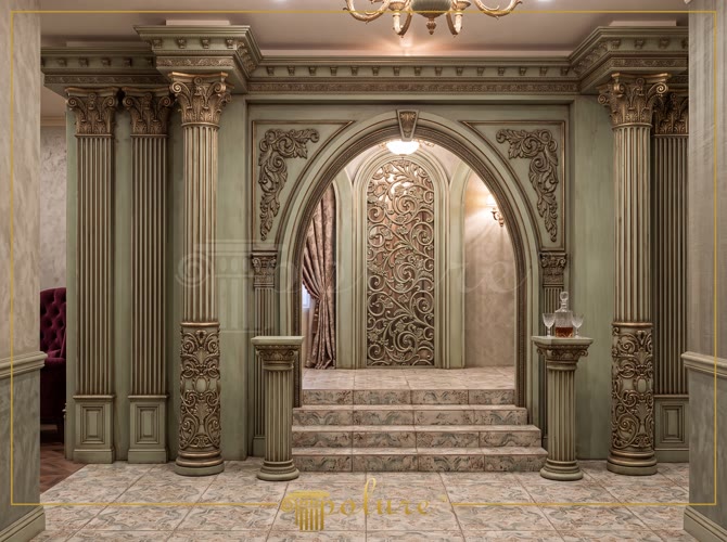 Neoclassical Wall Design with Polyurethane Columns and Arches
