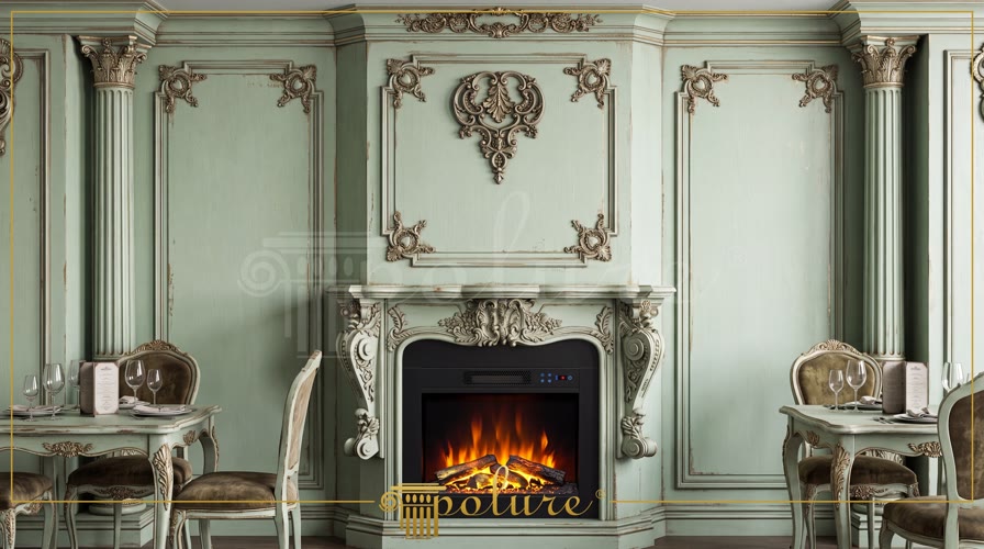 Polyurethane Columns and Classic Fireplace Wall Decoration