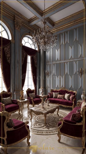 Decorazione Classica del Soggiorno con Pannelli Parete in Poliuretano