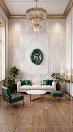 Design di un Soggiorno Classico Moderno con Pannelli Parete in Poliuretano