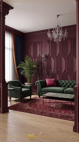 Decorazione Classica per Soggiorno con Pannelli Parete in Poliuretano