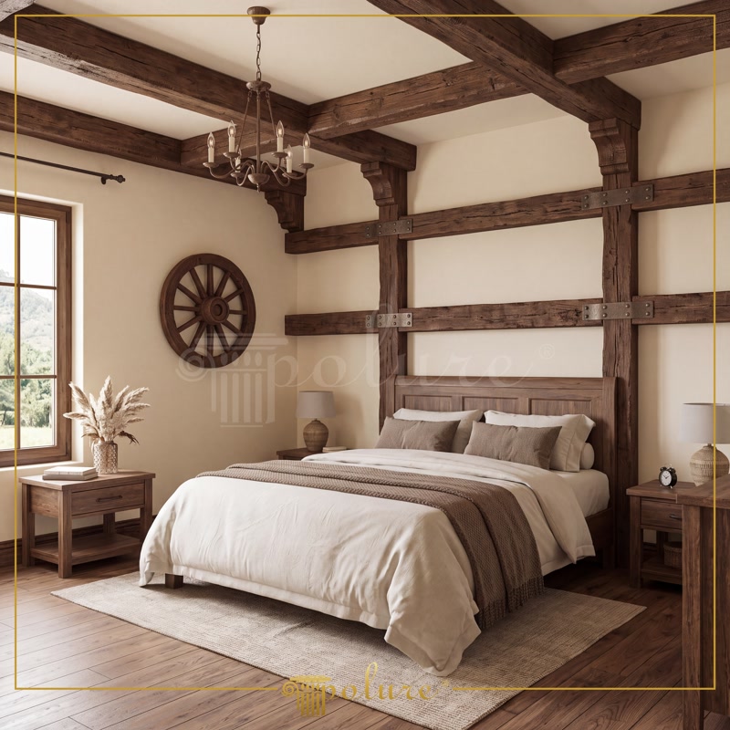 Decorazione Camera Mansardata con Travi a Soffitto Rustiche