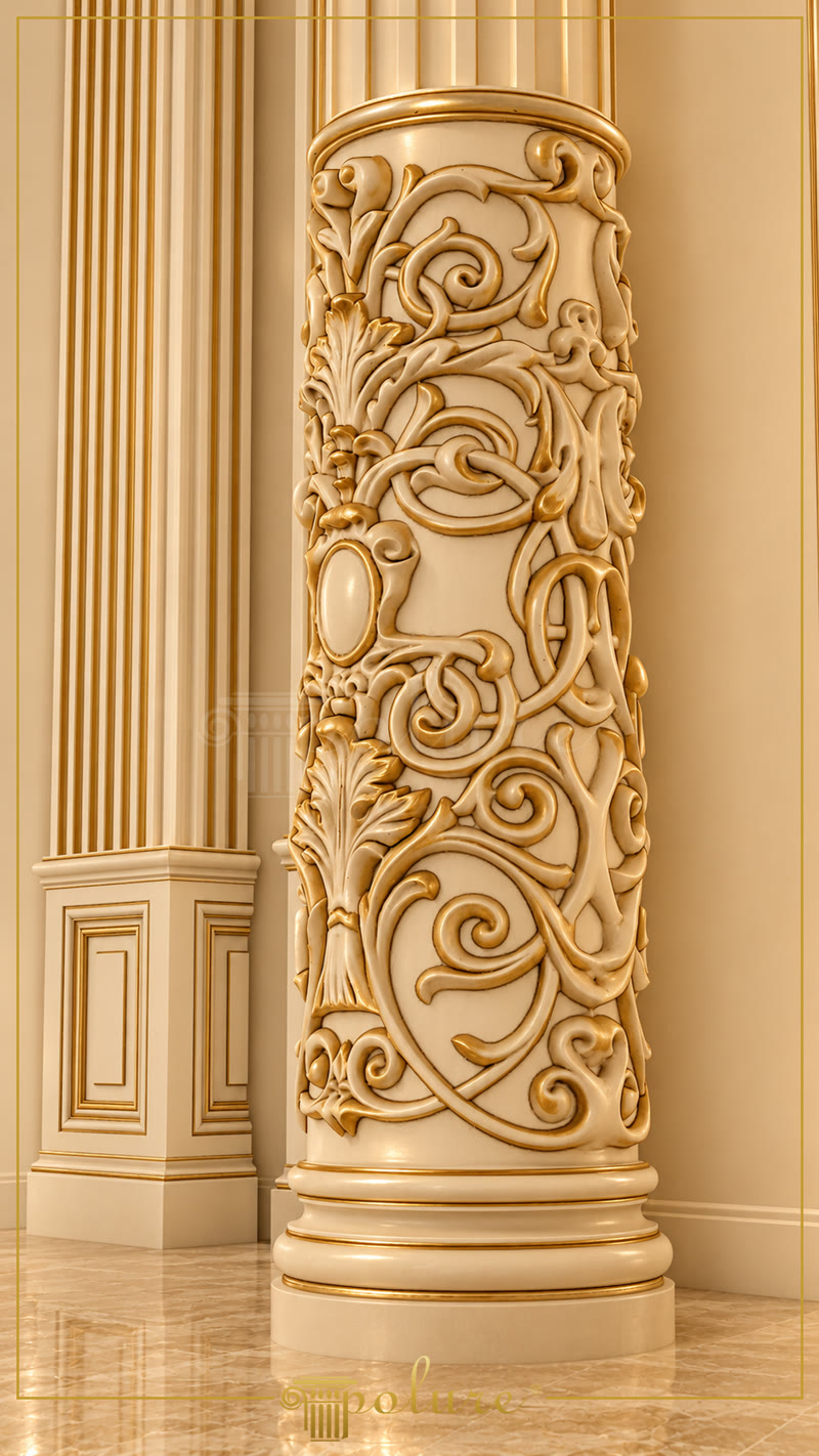 Polyurethane Decorative Column with Classic Relief and Hall Décor