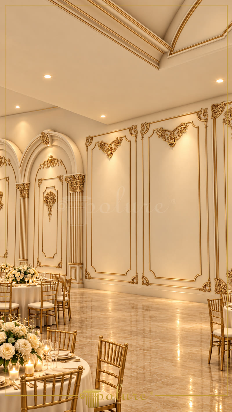 Decorazione classica del salone con pannello ad arco in poliuretano