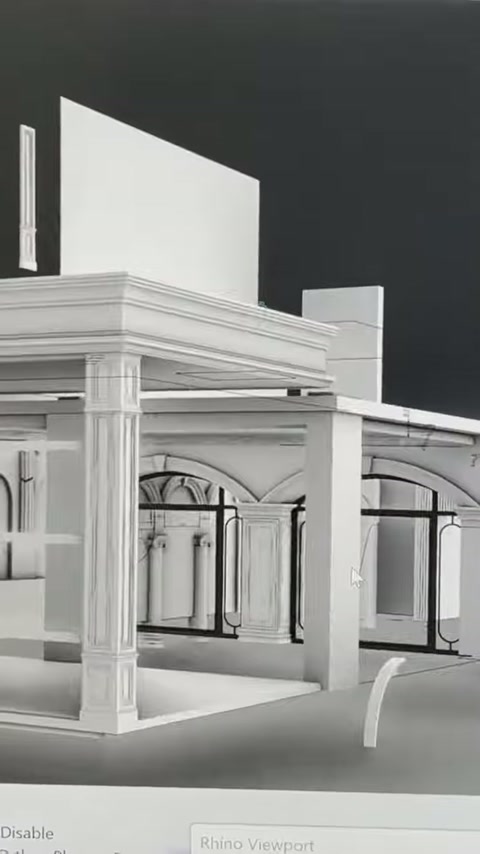 Dijital cephe tasarımında geniş saçaklar ve dekoratif sütunlar öne çıkıyor