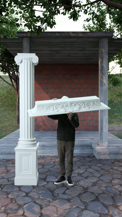 Elemento di decorazione lungo viene allineato orizzontalmente davanti alla colonna