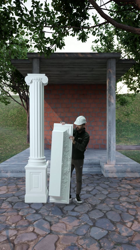 Rivestimento decorativo lungo viene posizionato verticalmente accanto alla colonna