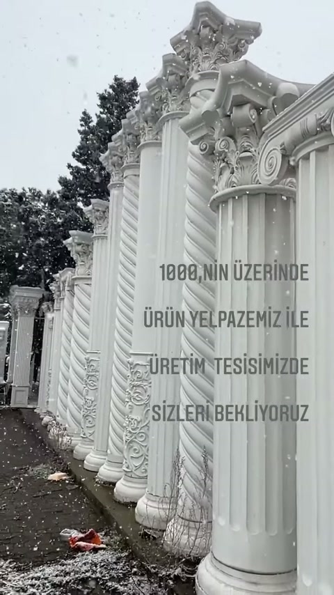 Nei modelli di colonne all'esterno si vedono fusti scanalati e cime ornate.