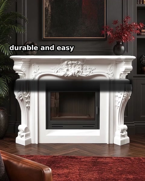 Classic Carved Polyurethane Fireplace Surround with 20% Discount