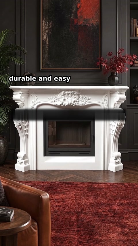Classic Carved Polyurethane Fireplace Surround with 20% Discount