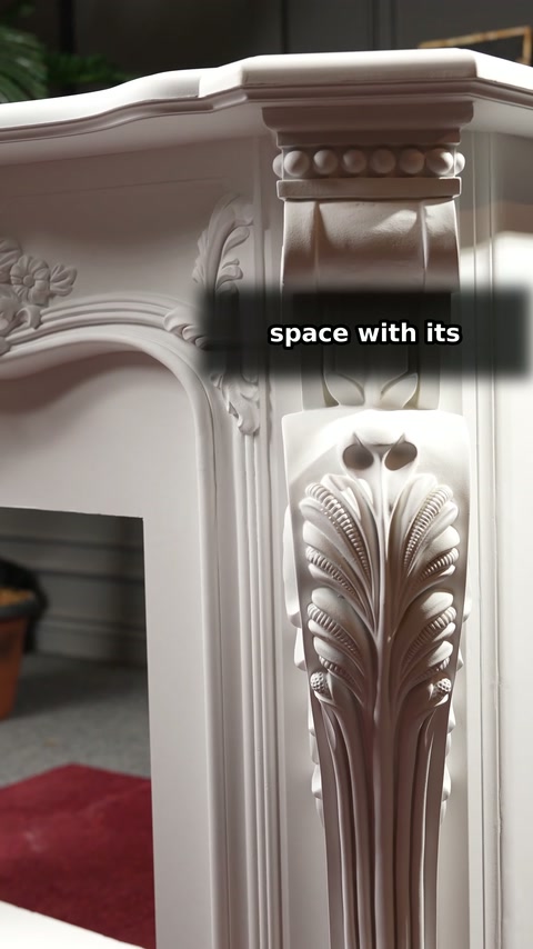 A close-up shows the surround's fluted column and carved capital.