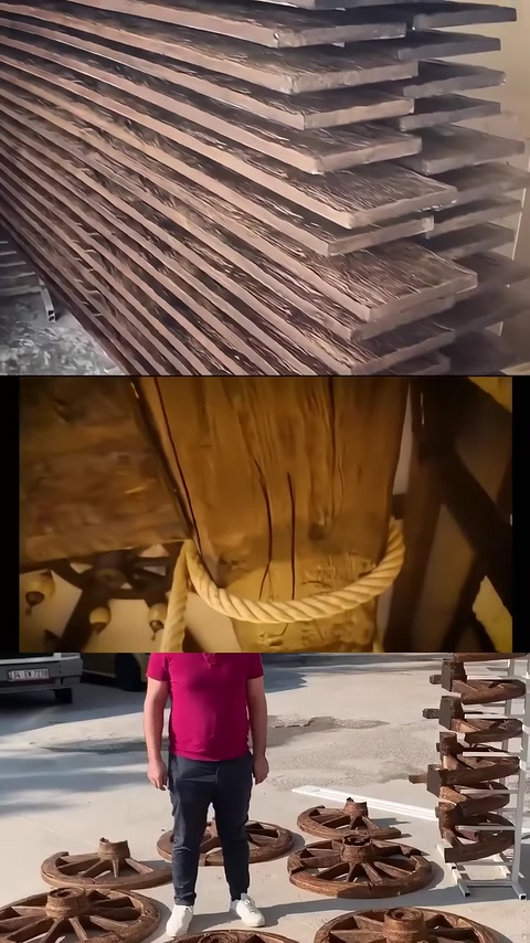 Travi decorative da soffitto disposte in parallelo sono viste dal basso