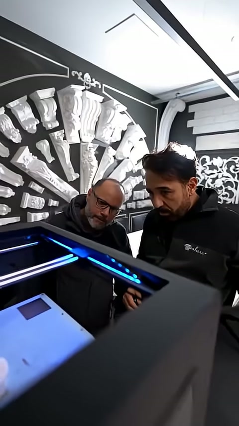 White miniature part production continues inside the open device.