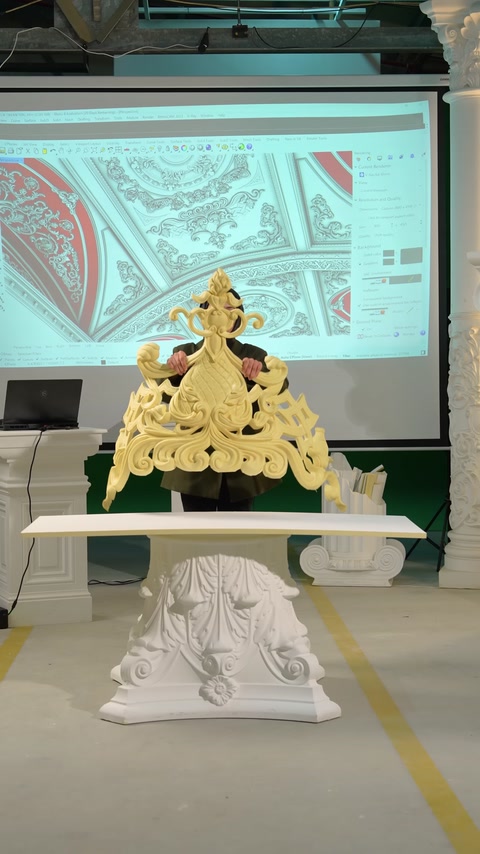 A ceiling combination is created using multiple flexible ornamental pieces