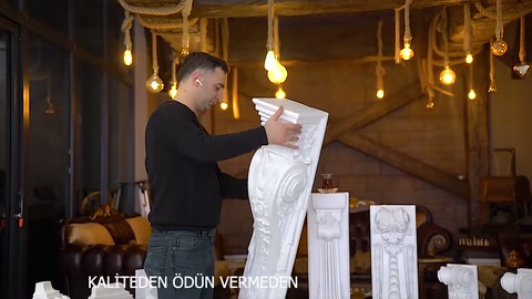 Long column inverted to examine ornamentation in the base section
