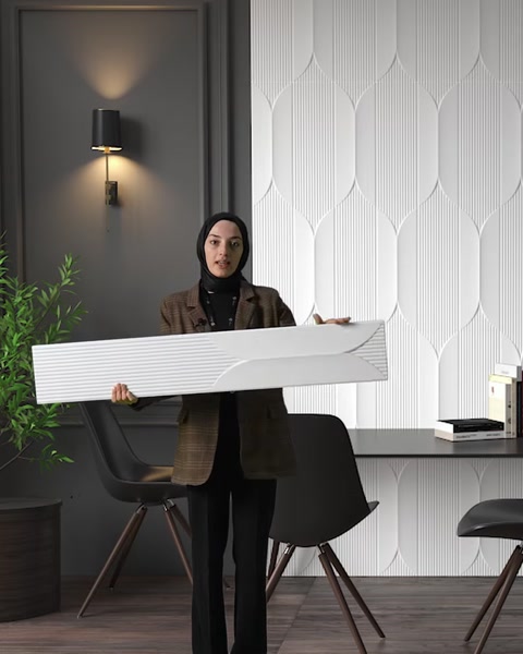 The horizontal use of a long polyurethane wall panel is presented